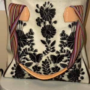 Elegant Black Floral Embroidered Bag